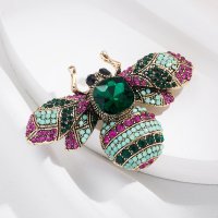 XSB263 - American Retro Crystal Diamond Bee Brooch